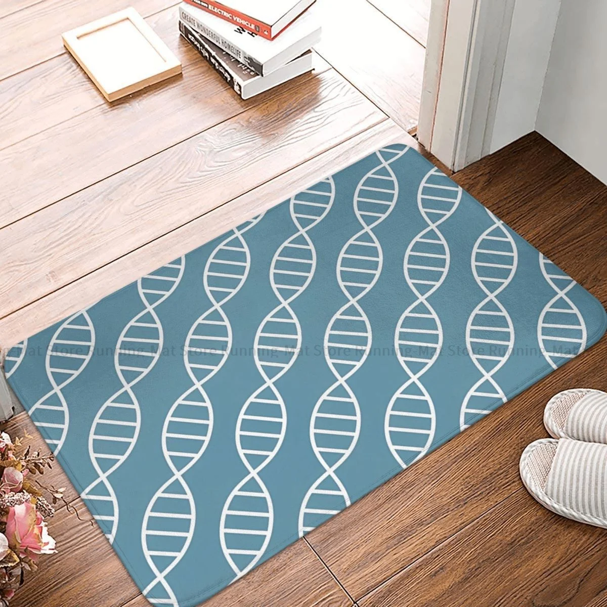 DNA Genetics Non-slip Doormat Biotech Blue Living Room Kitchen Mat Welcome Carpet Flannel Modern Decor