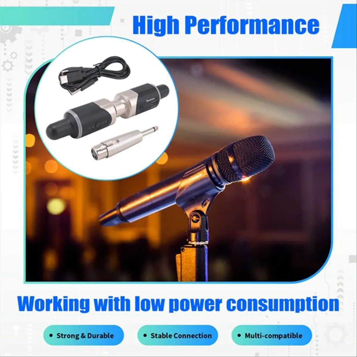 ■★New Arrival Fashion  New UHF Wireless Mic Adapter XLR Transmitter & Receiver Converter Wireless Mic Rechargeable for Live Inte