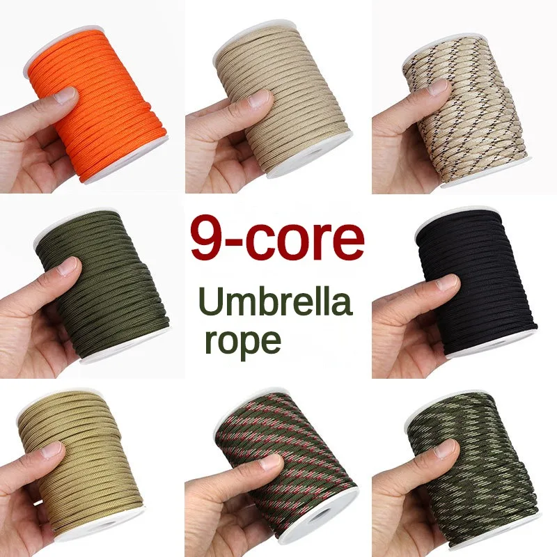 30M 550 Military Standard 9-Core Paracord Rope 4mm Outdoor Parachute Cord Survival Umbrella Tent Lanyard Strap Clothesline