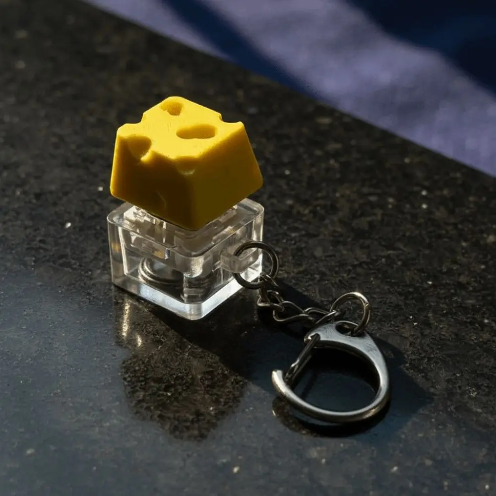 Portable Finger Cheese Key Chain Keyboard Finger Press Cheese Keycap Fidget Sensory Bag Pendant Clicker Keychain Kids Adults