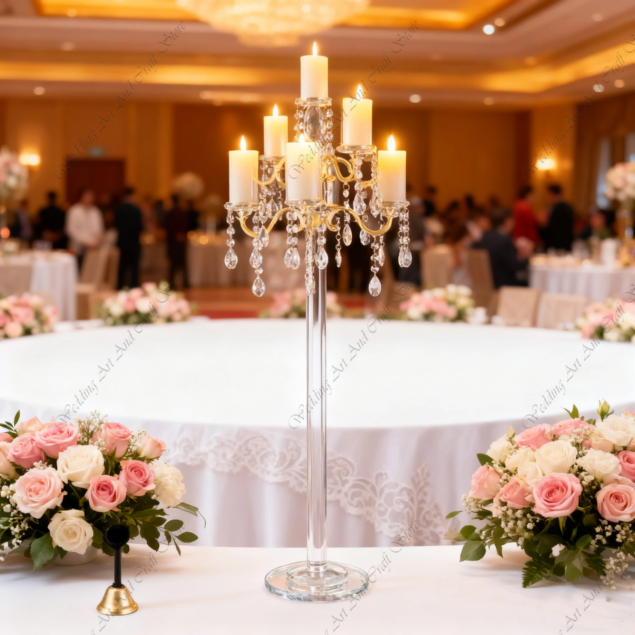 2pcs 75/100cm f30 9 Head Crystal Candle Holder Glass Candlestick Wed Table Centerpieces Candelabra Wedding Party Decor ivy268