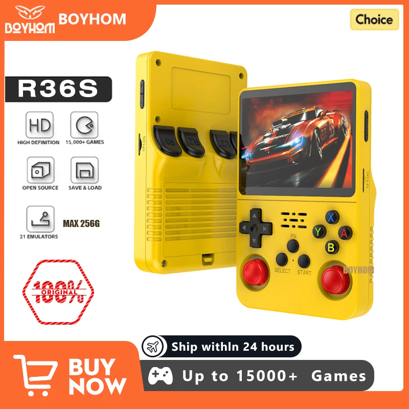 R36S 128G Retro Handheld Game Console Linux System 3.5Inch IPS Screen Portable Pocket Video Player 2 Joystick 64G 256G Kid Gift