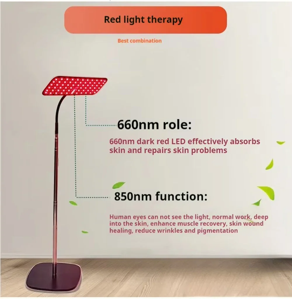 Dispositivo de luz infrarroja cercana de 660nm y 850nm, lámpara LED de terapia de luz roja de 25W con soporte, cuidado de la piel Facial para aliviar el dolor articular muscular -