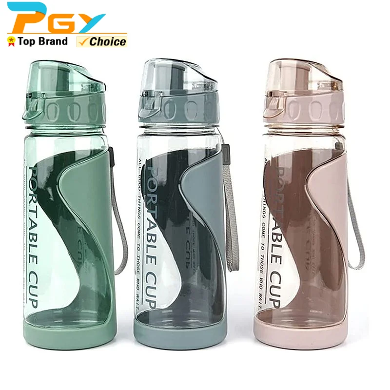 600ml Sports Water Bottle with Straw for Camping Hiking Travel Coffee Mug Plastic Transparent Drinking Bottle for School