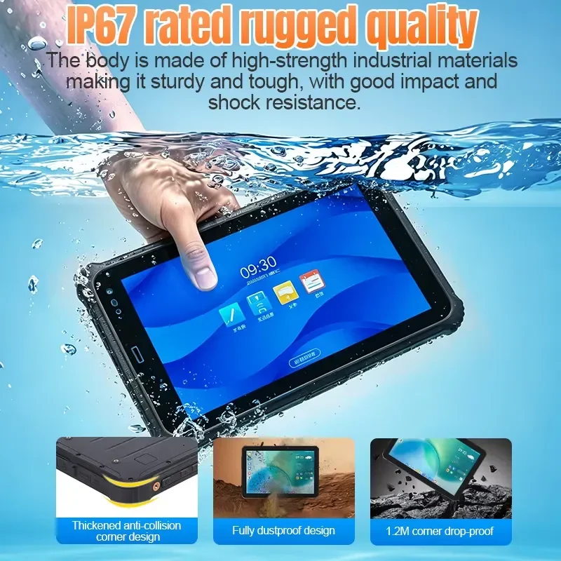 8 Inch Vehicle Rugged Tablet Industrial Android 14 Wide Voltage NFC RS232 RS485 RJ45 RS422 CAN Bus Interface with RTK