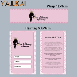 Etiquetas para el cabello para paquetes, Pegatina autoadhesiva personalizada de 12x3Cm, etiquetas para pelucas personalizadas, etiquetas colgantes de 200 piezas para el cabello, papel de 5,4x9Cm