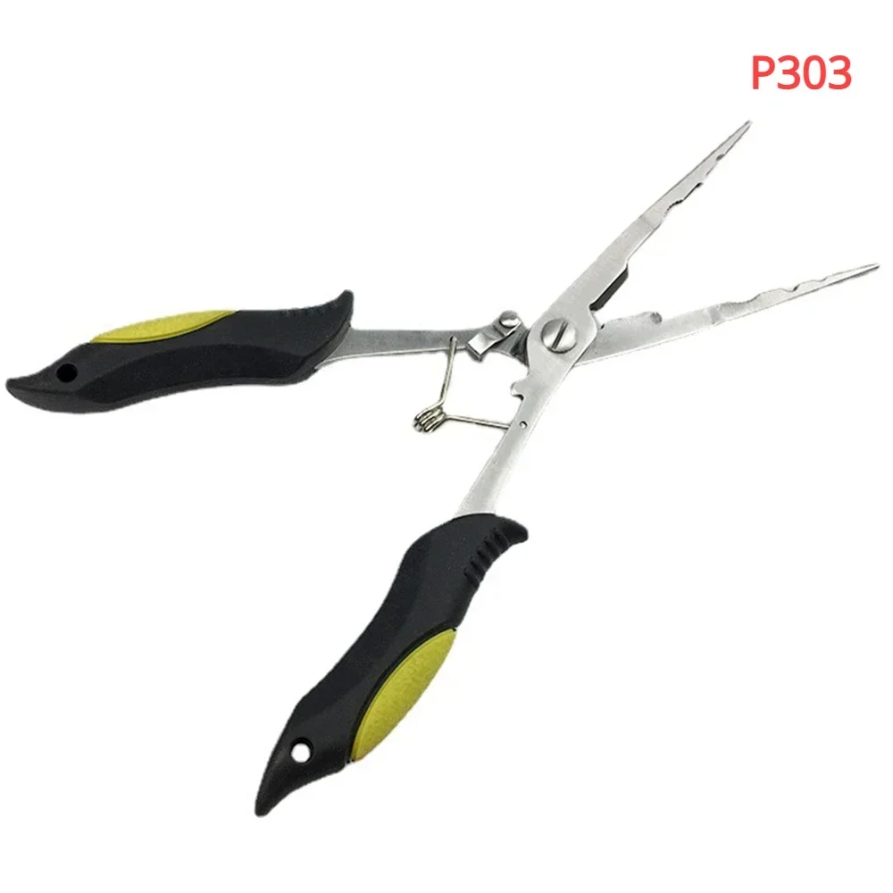 EASYFISH Multi-functional Stainless Steel Luya Fishing Pliers Fishing Accessories Fish Mouth Pliers Hook with Rubber Handle