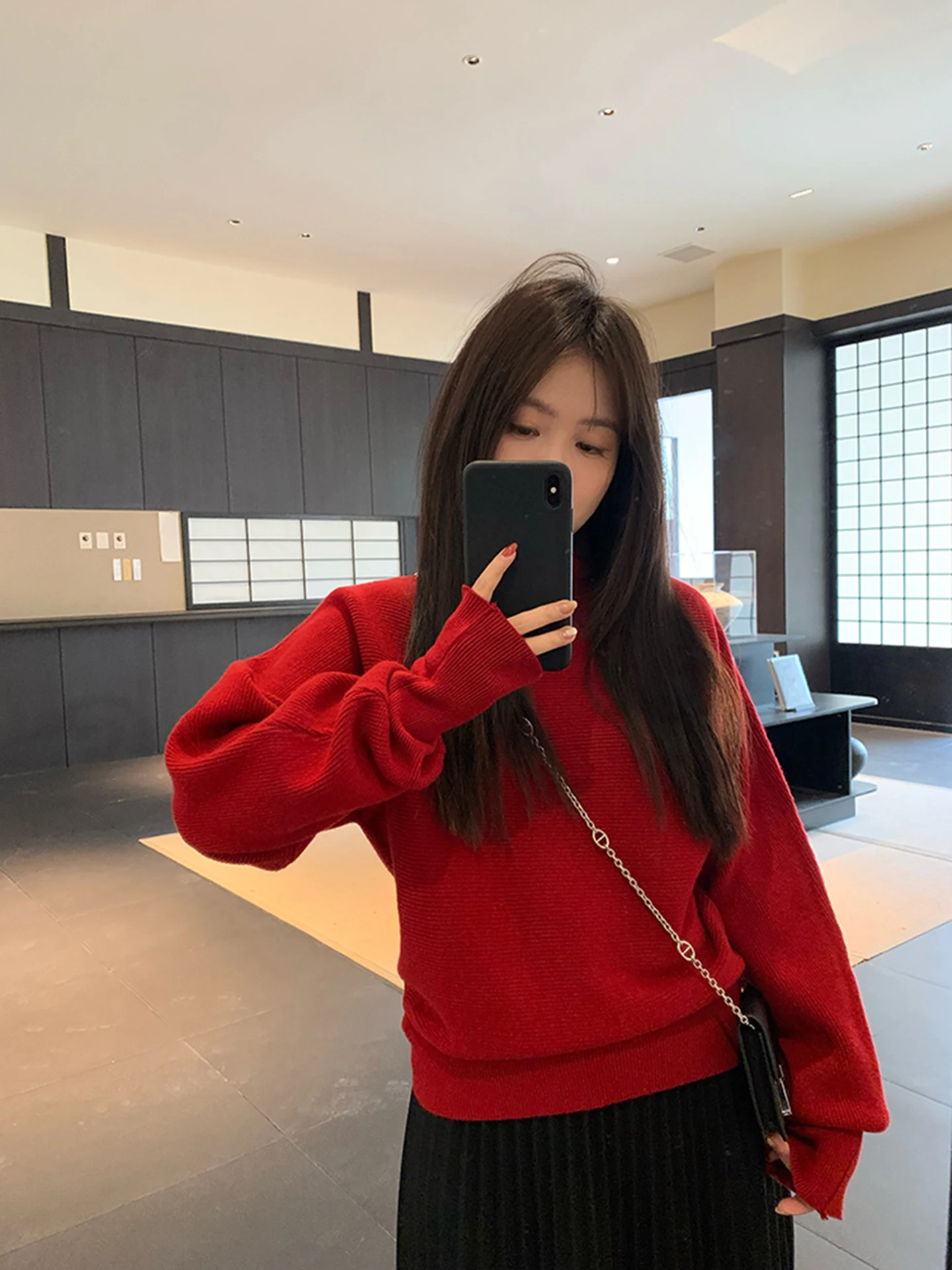 

Женский вязаный свитер с высоким воротником в полоску, прямой крой, длинный рукав, простой дизайн, зимний, стандартный крой