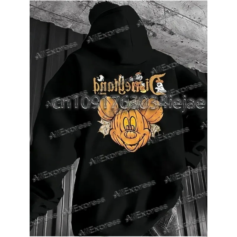 

Толстовка с капюшоном на Хэллоуин, пуловер с 3D принтом Микки и тыквой, свободный пуловер, одежда унисекс, уличная мода, мужская одежда