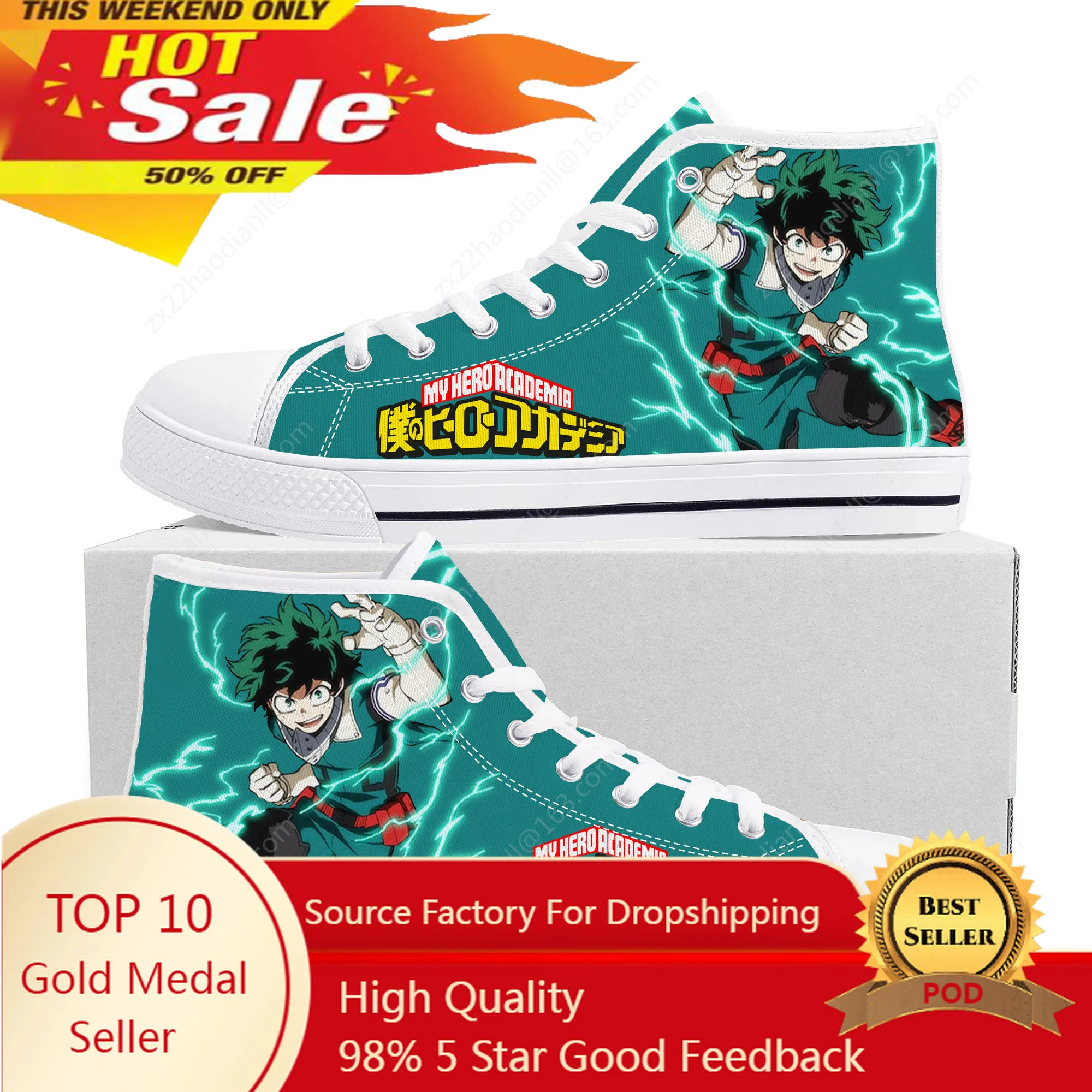 

Hot Izuku Midoriya High Top Sneakers My Hero Academia Mens Womens Teenager High Quality Canvas Sneaker Couple Shoes Custom Shoe