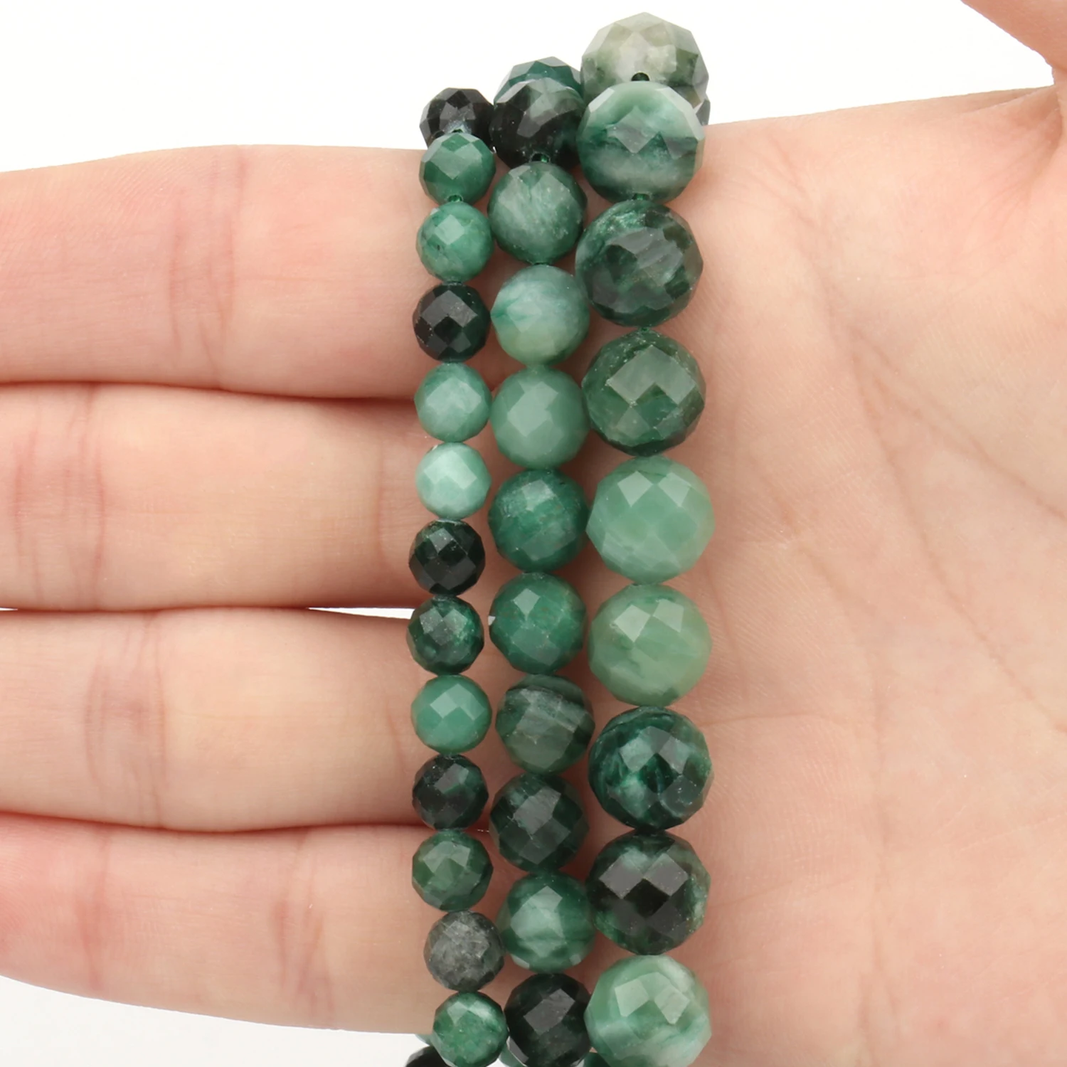 

Wholesale AAA Natural Green Mica Faceted Crafts Round Loose Gems Beads For Jewelry Making Diy Bracelet 6mm 8mm 10mm 15inch