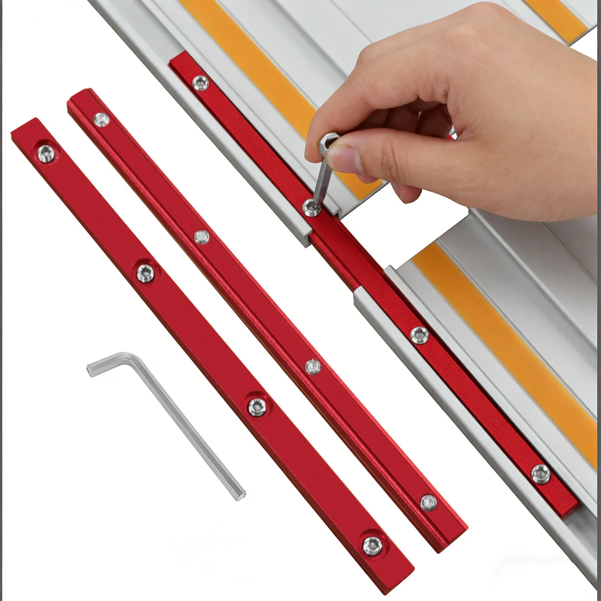 

Комплект соединителей для рельсов с предварительно просверленными отверстиями и винтами, идеально подходит для деревообработки, фрезерный стол и настольная пила, бытовой инструмент