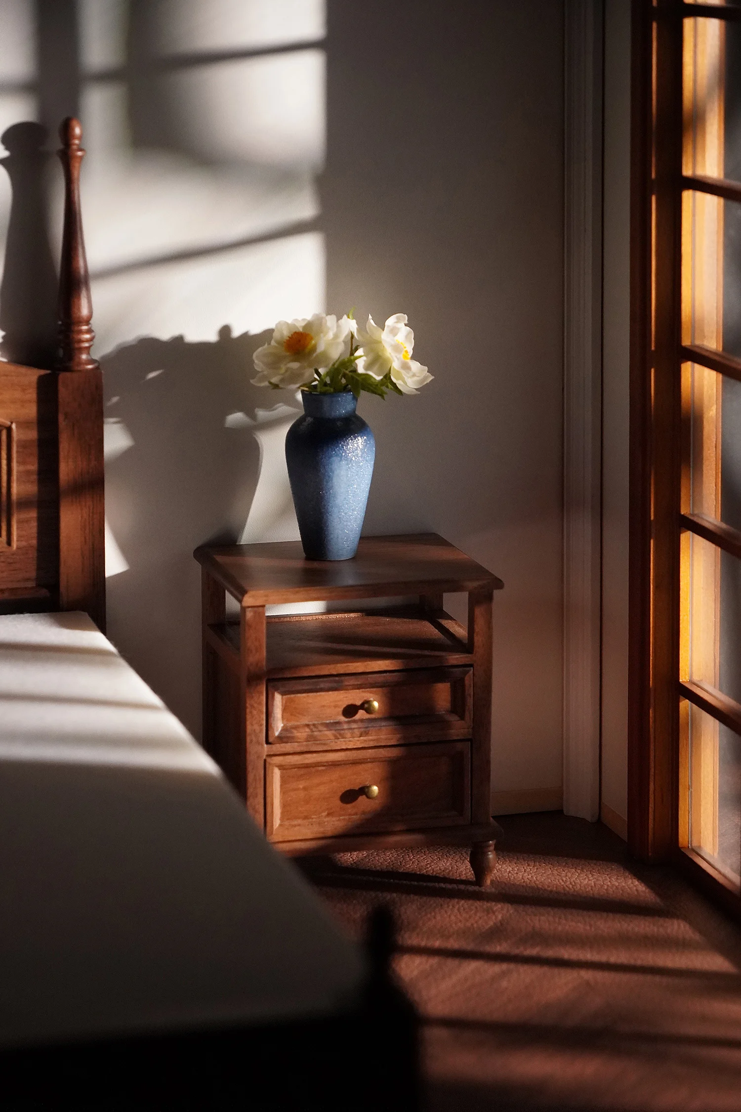 1/6 bjd ob11 ミニチュアドールハウス家具ミニモデル無垢材ベッドサイドテーブル