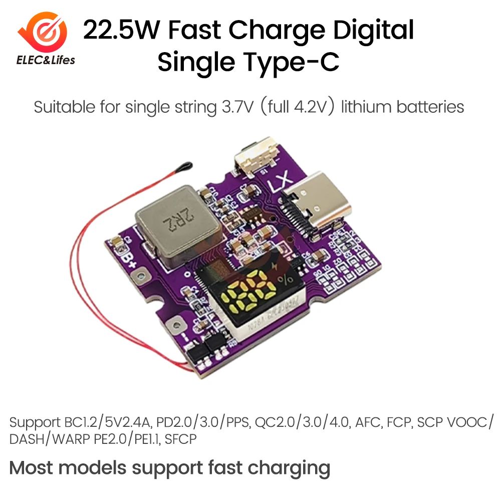 22.5W Power Bank Bidirectional Fast Charging Mobile Power Bank Module for Lithium Battery Charger Board Supports QC4+ PD3.0/2.0