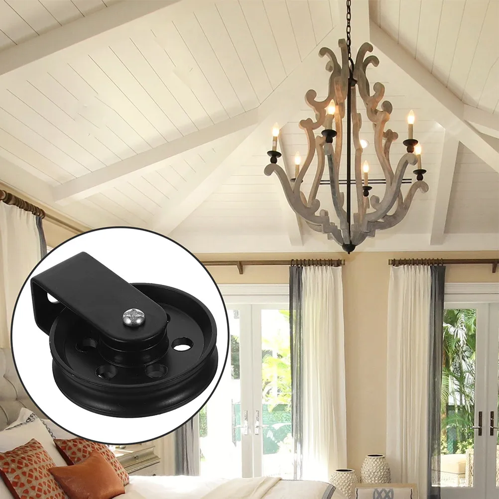 

2Pcs Vintage Industrial Lamp Pulley System Heavy Duty Iron Ceiling Mount for Pendant Lights Chandeliers Adjustable Height Rustic