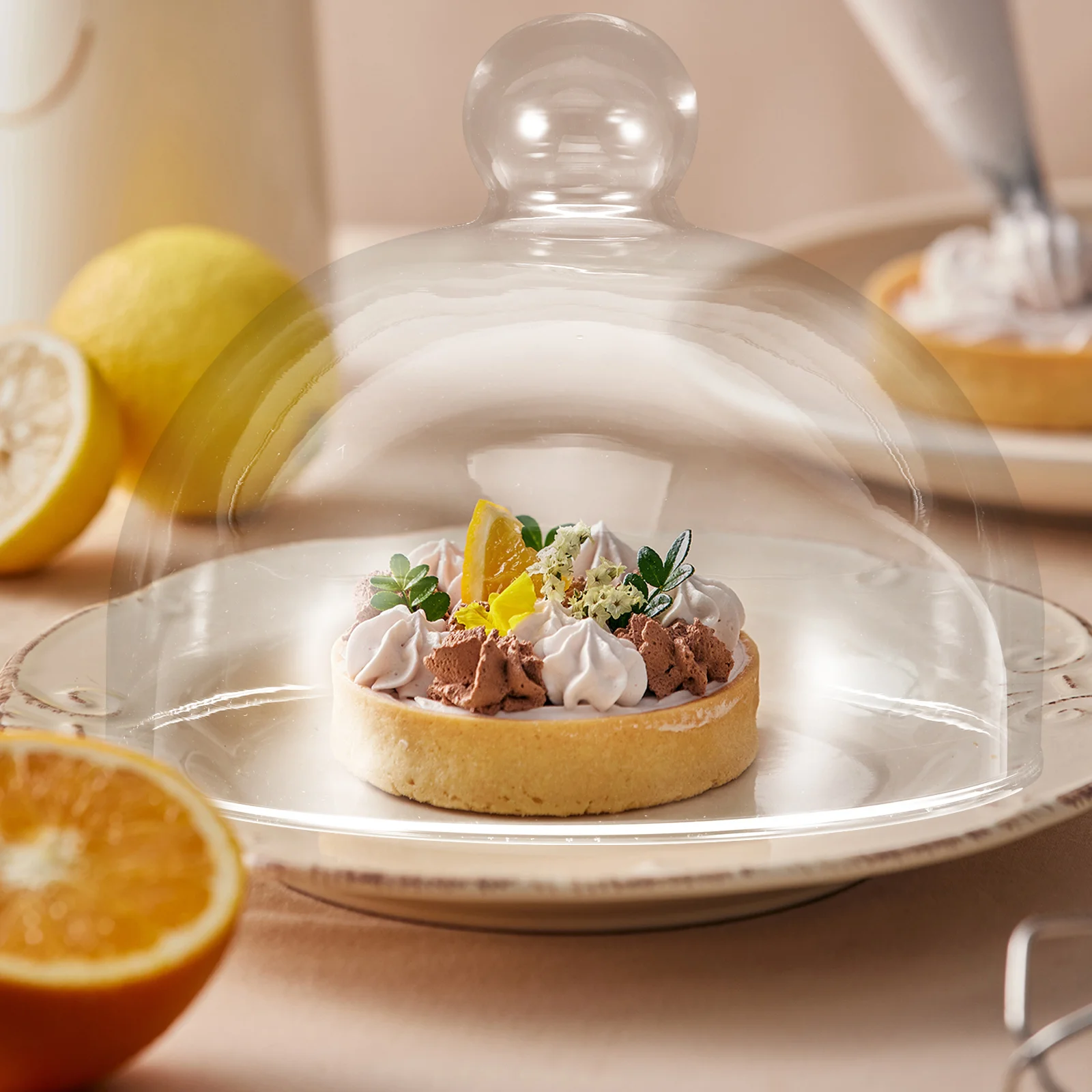 

Стеклянная прозрачная крышка для торта, прозрачная защитная крышка для еды для демонстрации десертов, домашний ресторан, пекарня, купол для торта