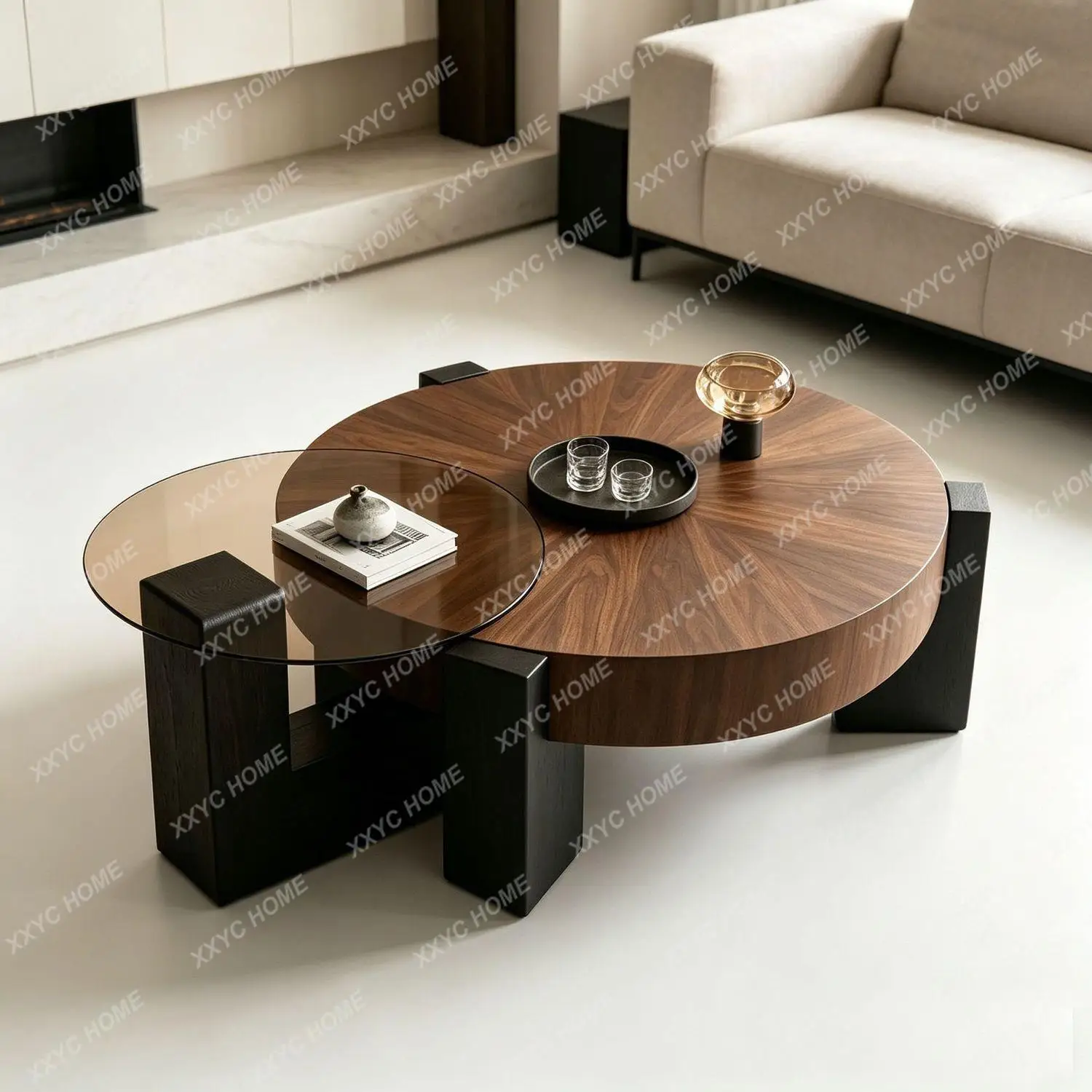 Ancient coffee table, living room coffee table, two tables, living room advanced medium and ancient coffee table new small