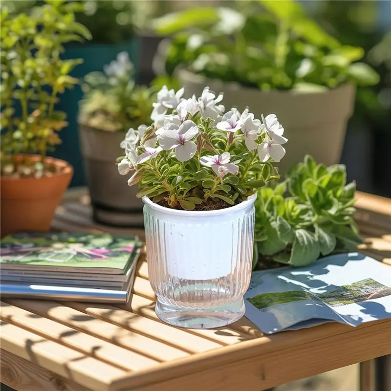 Self Watering Plant Pots, 4 Inch Small Plant Pots, Self Watering Planter With Deep Reservoir, Flower Pots 8 Pack
