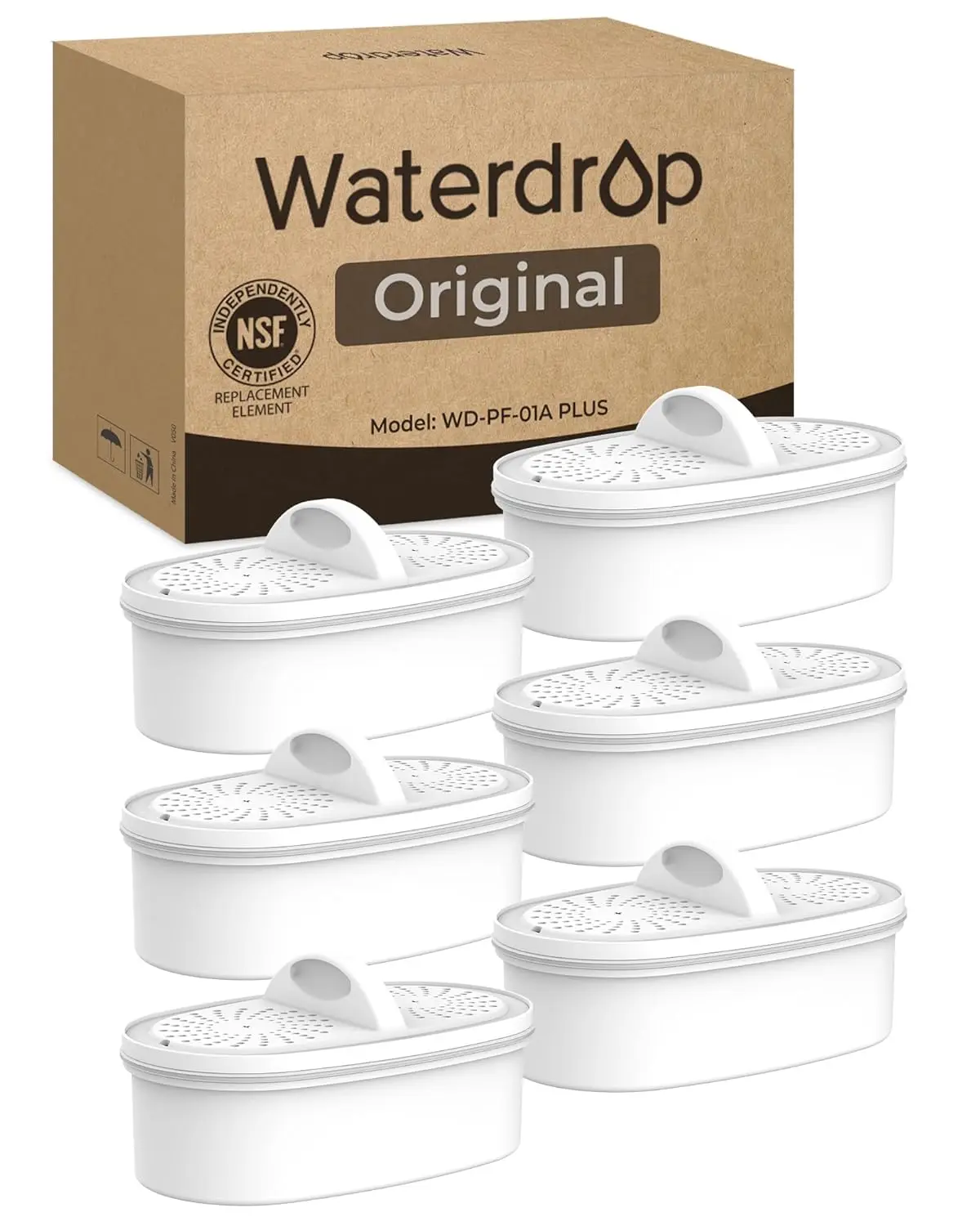 

6-Pack Water Filter Cartridges for Pitchers, Reduces Lead, PFAS, Chlorine, Lasts 3 Months/200 Gallons