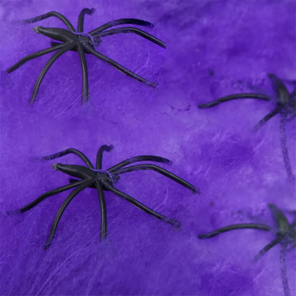 Ragno di Halloween Tela di cotone con quattro ragni Decorazione Atmosfera di Halloween Forniture per decorazioni per la casa per feste in giardino all'aperto