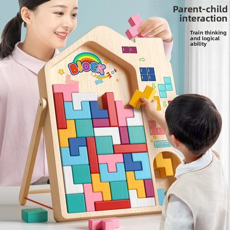3D Tetris block puzzle with large particles for children's early education and puzzle training, boys and girls assembling toys