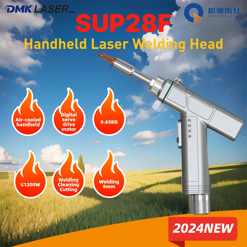 Gefasst CQWY SUP28F Air-cooled Handheld Fiber Laser Welding Gun Head Weld/Cut/Clean(4 in 1) 1200W 0.65KG Welded To 8mm 2024New