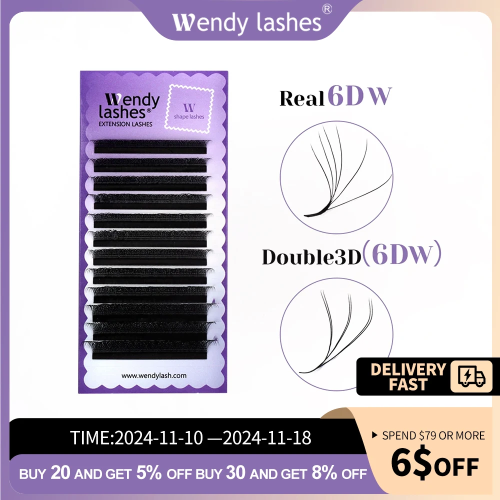 Wendy Lashes 6D W Shape EyeLash Extension Premade Volume Fan High Quality Fake Eyelashes Supplies Natural Look Handmade Lash