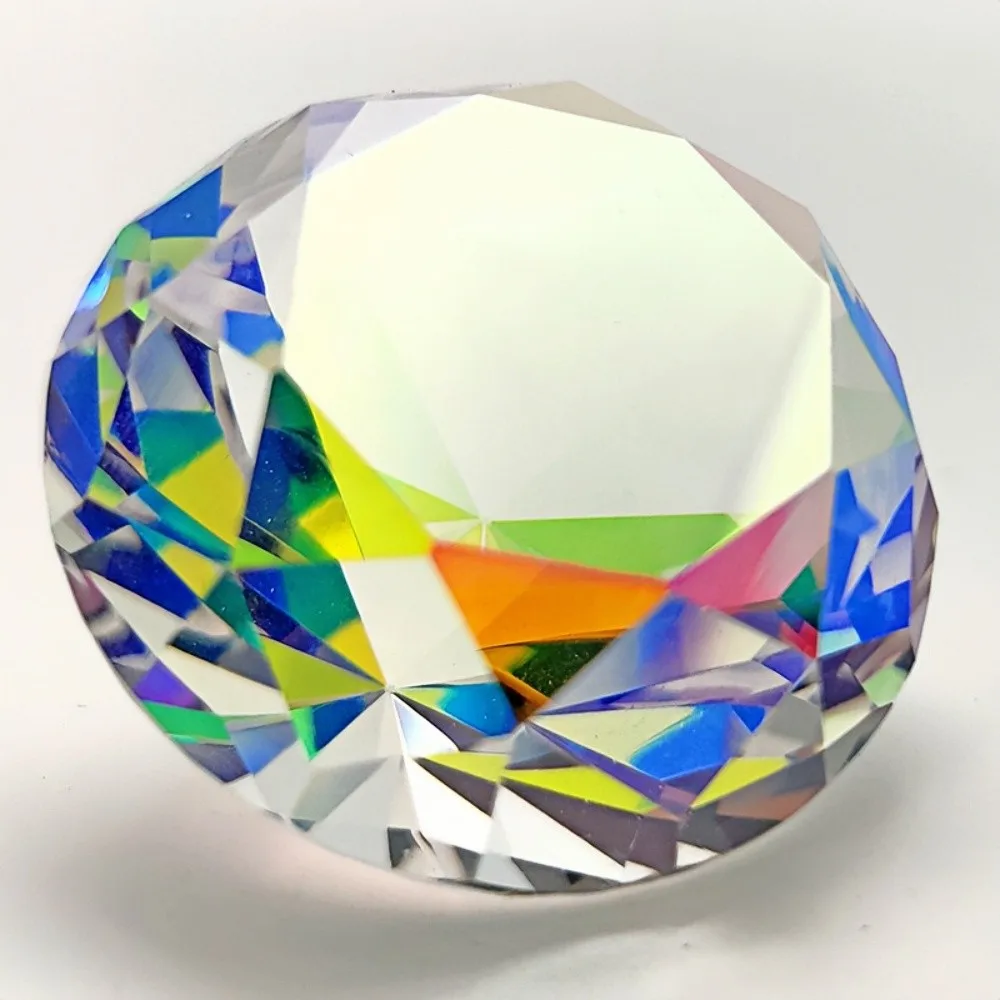 AB Colorful K9 Crystal Diamond  30-80mm Paperweight Decorative Rainbow Maker Prism Glass Diamonds Wedding Home Desktop Decoratio