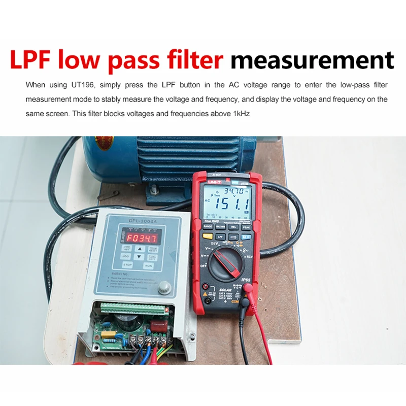 Multímetro Digital profesional UNI-T UT196, probador de voltaje de 1700V CC, verdadero valor eficaz de capacitímetro, medidor de frecuencia de resistencia, Solar Pro