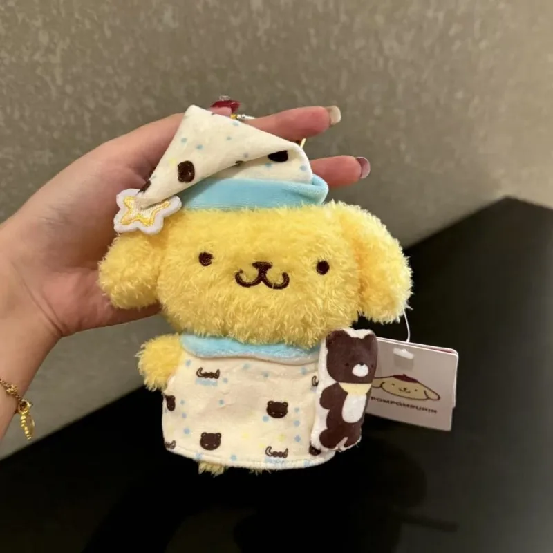Kawaii PomPomPurin Sanrio Student Niedliche Cartoon-Plüschpuppe Schlüsselanhänger Kinder Taschenanhänger Dekoration Weihnachtsgeschenke für Kinder