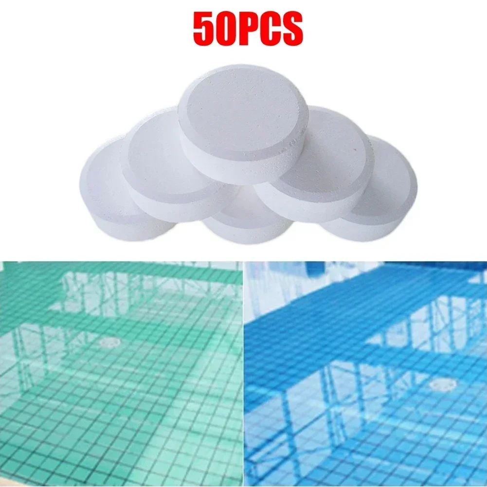 50pcs/bottle Swimming Pool Cleaning Tablet Chlorine Bromine Tablets Cleaner Swimming Spa Household Cleaning Supplies