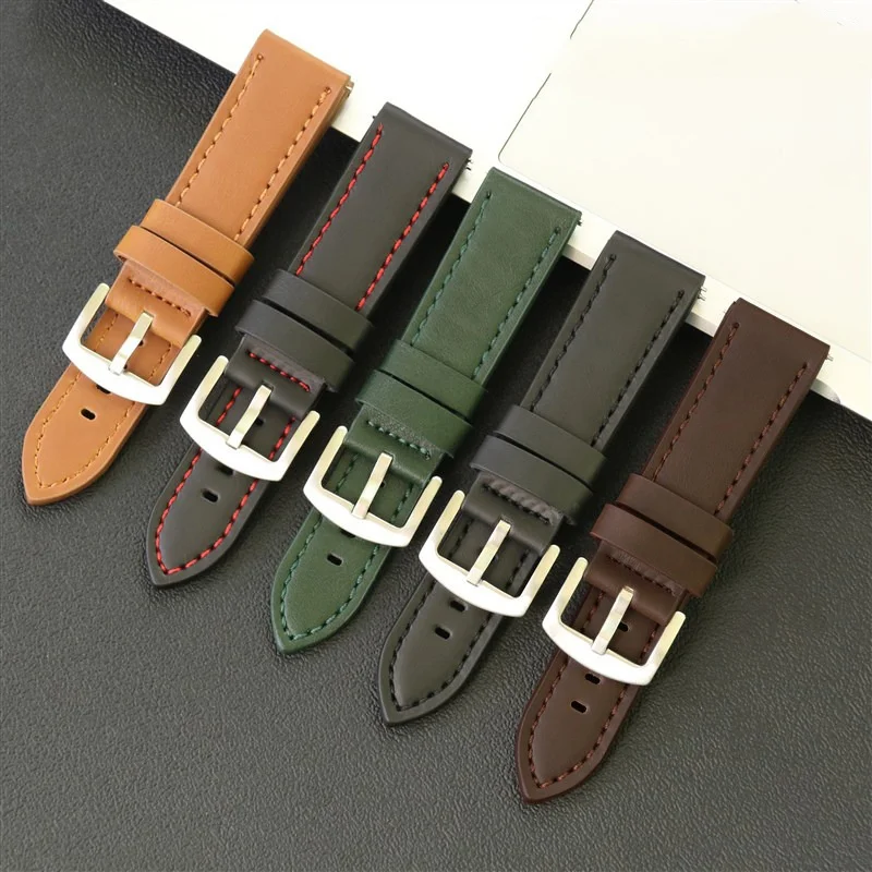 18 مللي متر 20 مللي متر 22 مللي متر 24 مللي متر الإفراج السريع كريزي هورس ريترو الجلود حزام ساعة اليد استبدال ل سوار ساعة عالمي اكسسوارات