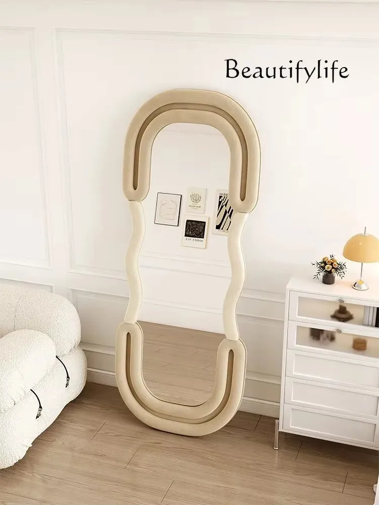 Nordic home full-length mirror floor cream style design feeling wall-mounted vanity mirror