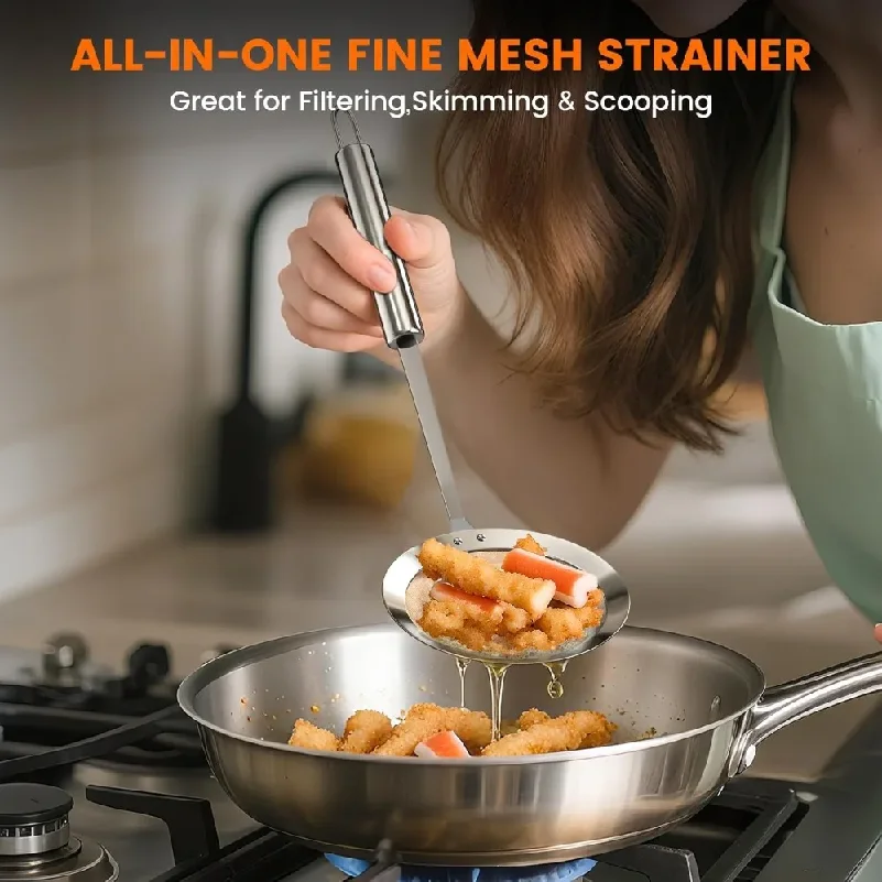 ملعقة تصفية من الفولاذ المقاوم - مراجعة Commercial Kitchen Oil Filter وسعره