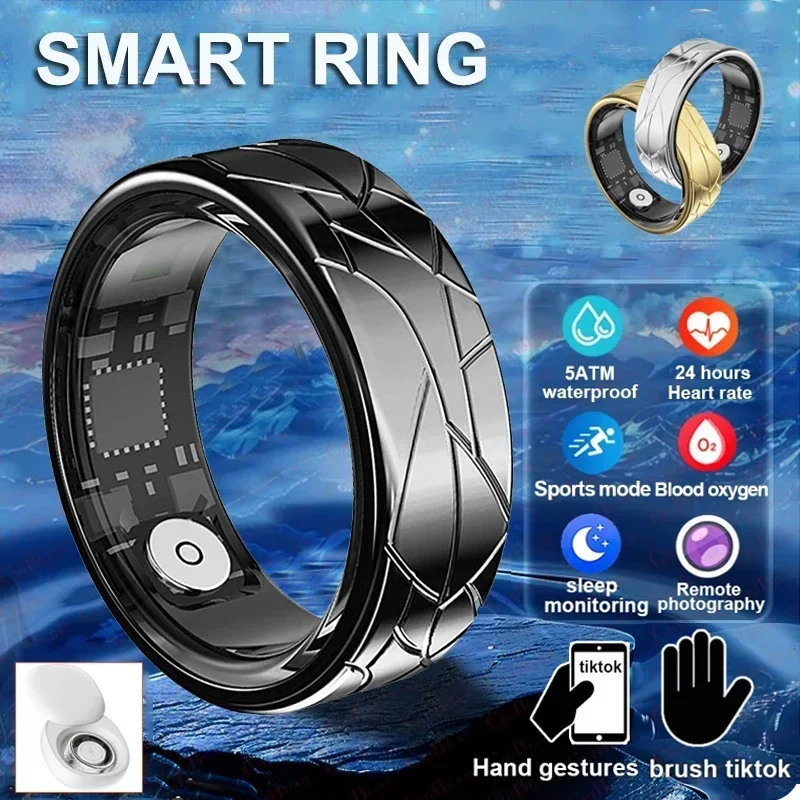 Smart Ring Women Health Tracker Heart Rate Blood Oxygen Photo Control Brush Tiktok Waterproof Multi-sport Modes Men Fitness Ring