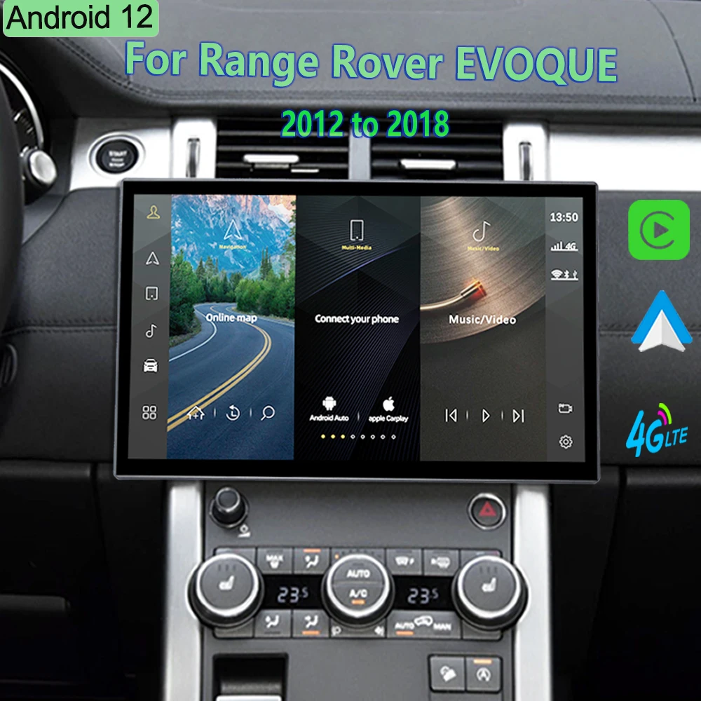 13inch Android 12 For Land Range Rover Evoque L538 2012 to 2018 Car Multimedia GPS Navigation HD Display Screen Radio Carplay