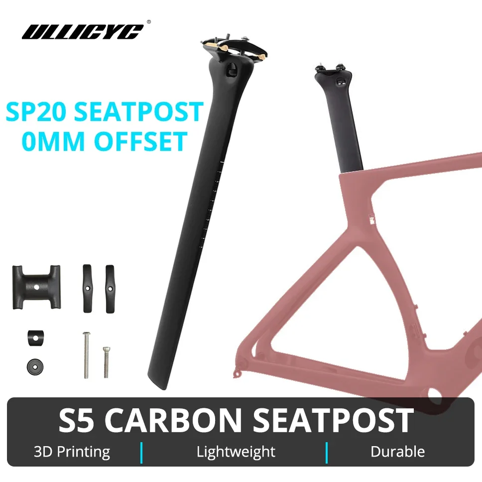 ULLICYC Carbon Fiber Seat Post For S5 Frame SP20,Length 400mm,0° Offset ,Compatible With S2 S3 S5 S-Series 52x10mm,Bicycle Acces