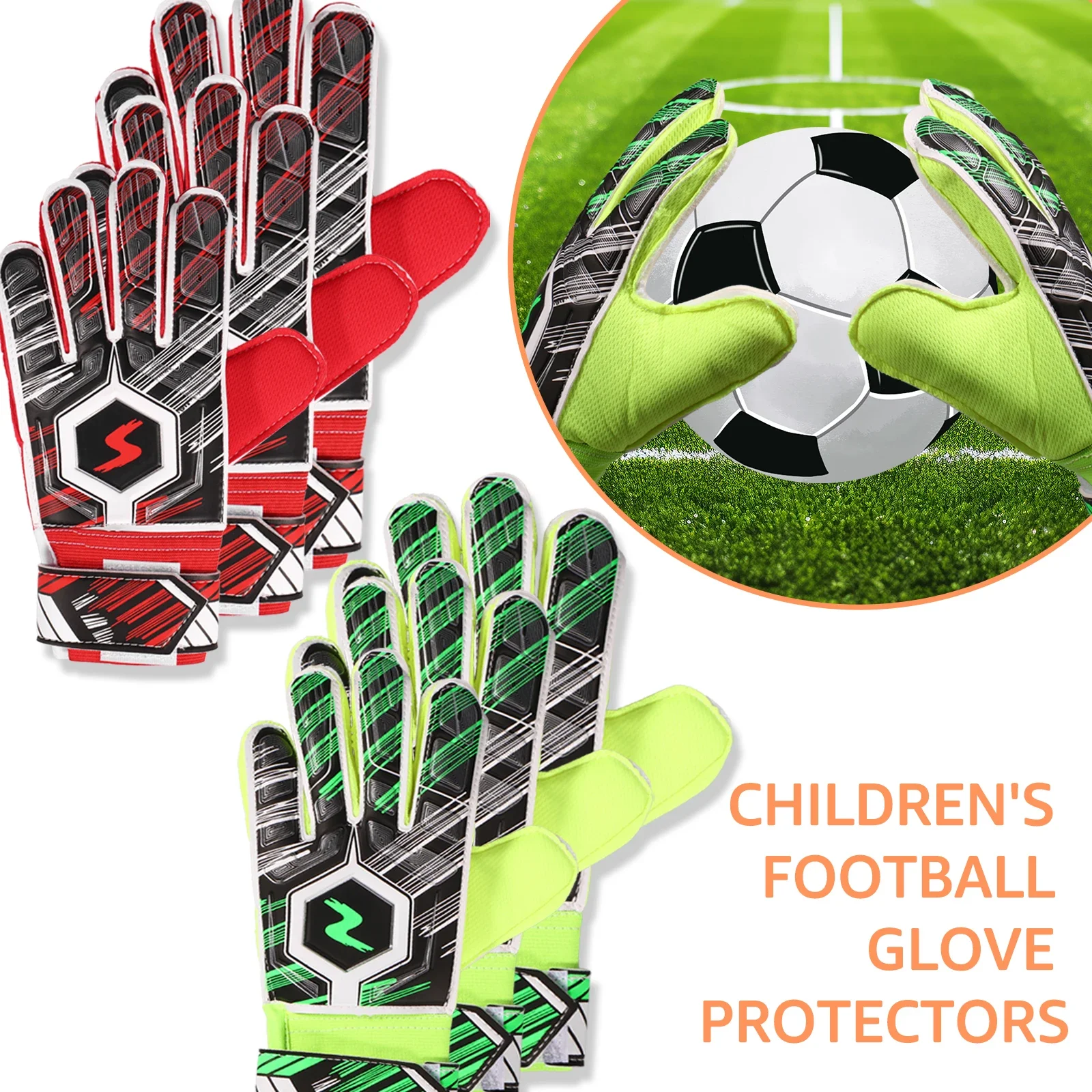 

Kids Soccer Goalie Gloves Latex Children Football Goalkeeper Gloves Adjustable Anti-Slip Youth Breathable Full Finger Protection