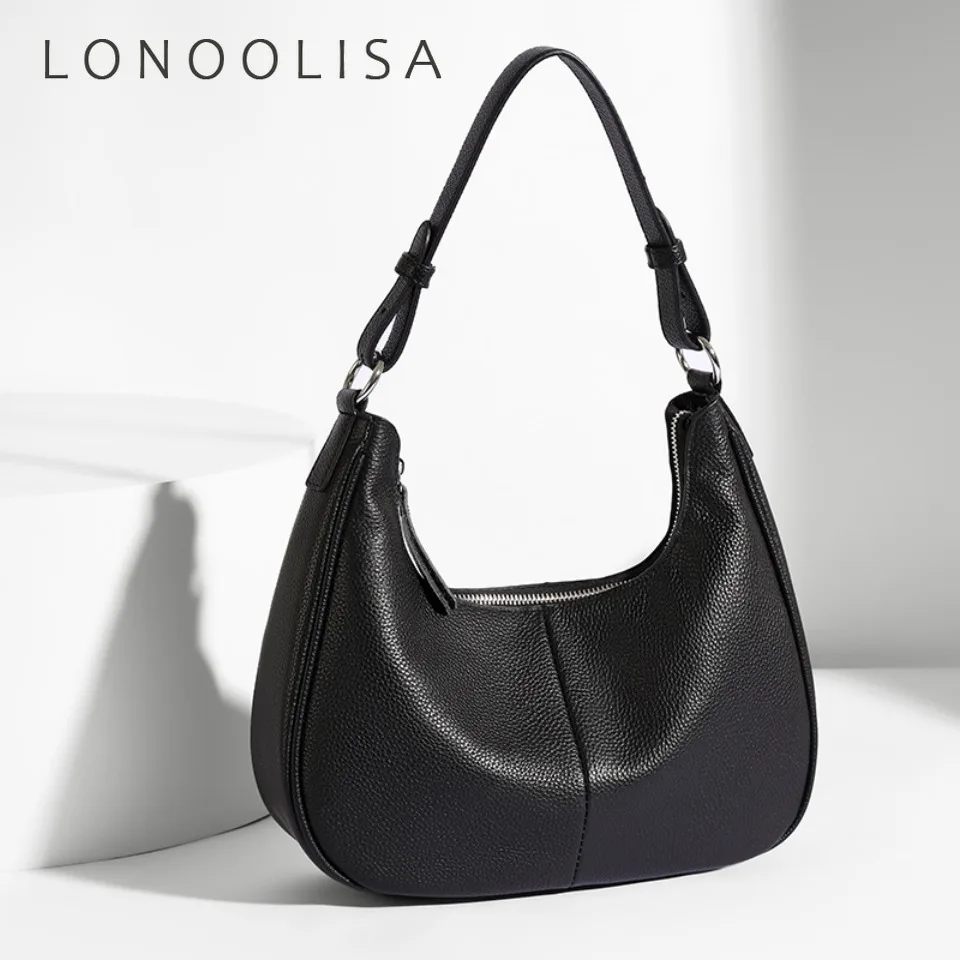 

High Quality Genuine Cowhide Leather Shoulder Bags for Women Fashion Women Bags Luxury Designer Ladies Underarm Sac Tote Handbag