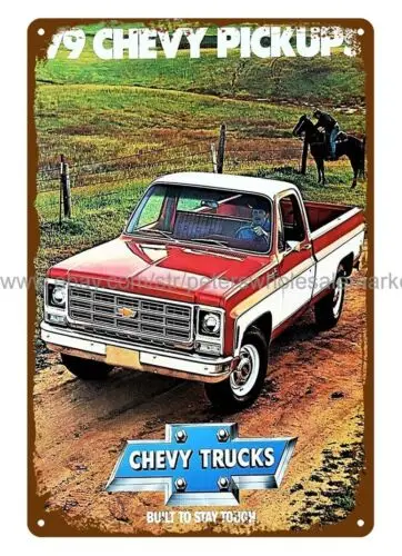 1979 auto car truck PICKUP motor speed shop metal tin sign distressed