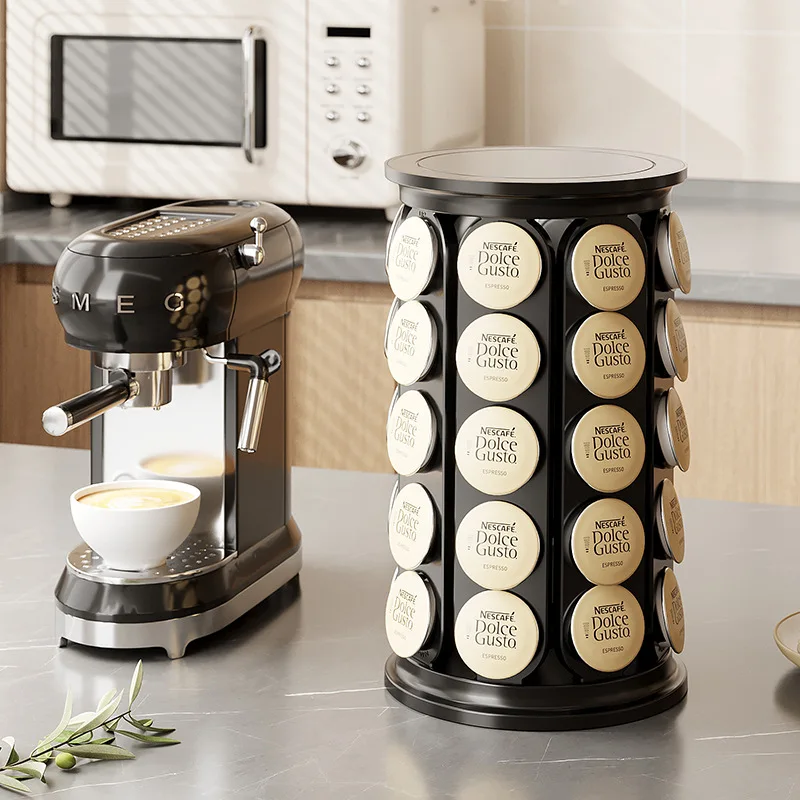 

KCUP 40Round Large Capacity Coffee Capsule Storage360Adjustable Rotating Rack Simple Storage Rack