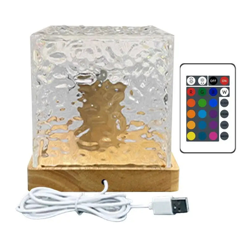 

Water Effect Night Light 16-Color Acrylic Lamp With Remote Control Night Lighting Supplies For Coffee Table Bedside Table