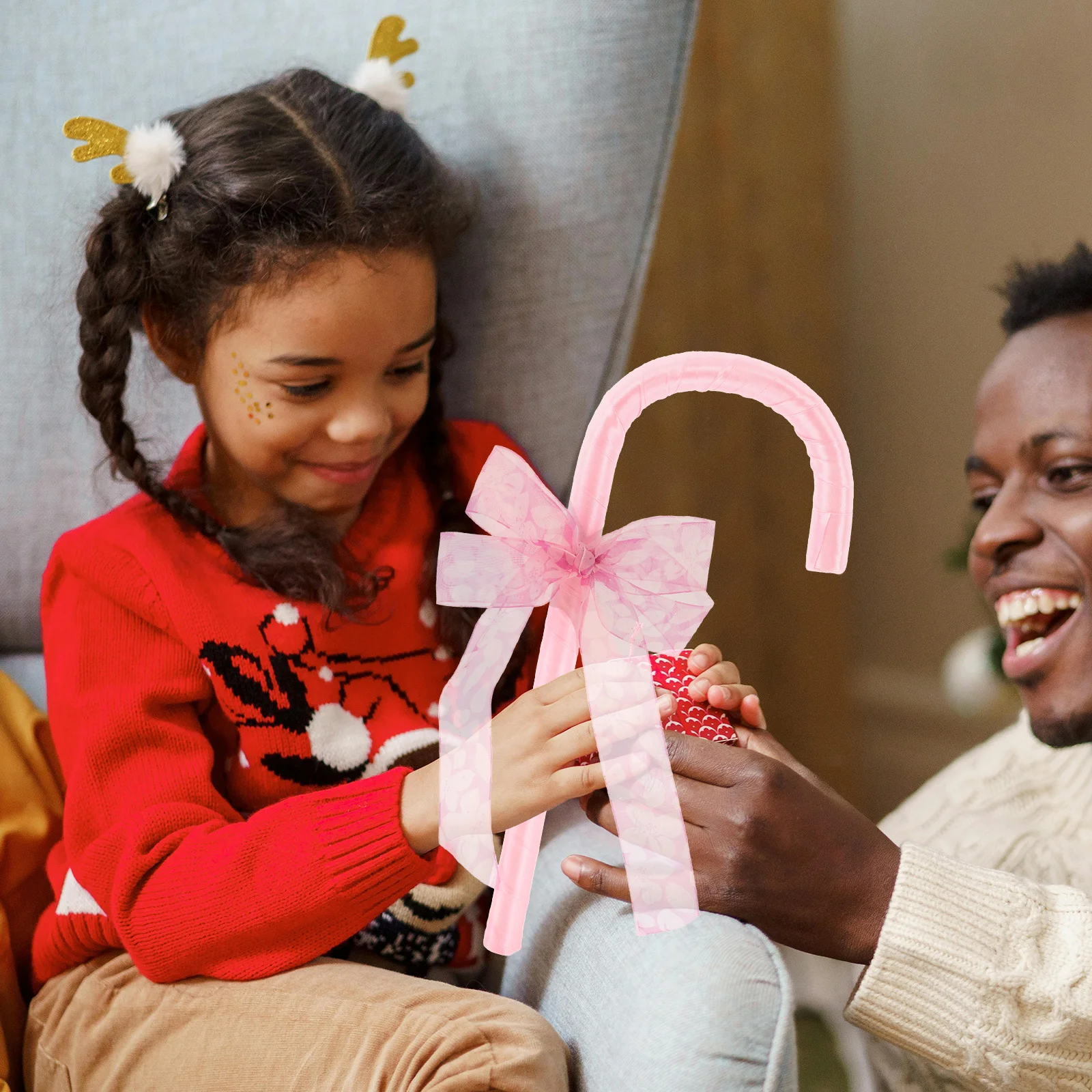 Béquilles à nœud papillon rose pour enfants, accessoire de canne pour fête de noël, jeu de rôle, baguette de danse, accessoire de robe fantaisie pour le personnel