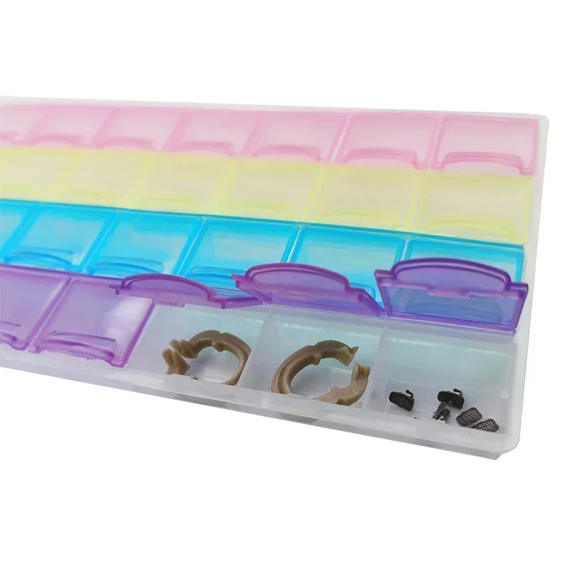 صندوق تخزين الأسنان ذو 28 شبكة مع دعامات مواد غطاء شفافة فردية مع صندوق تخزين أنبوب الشدق الدائري #2