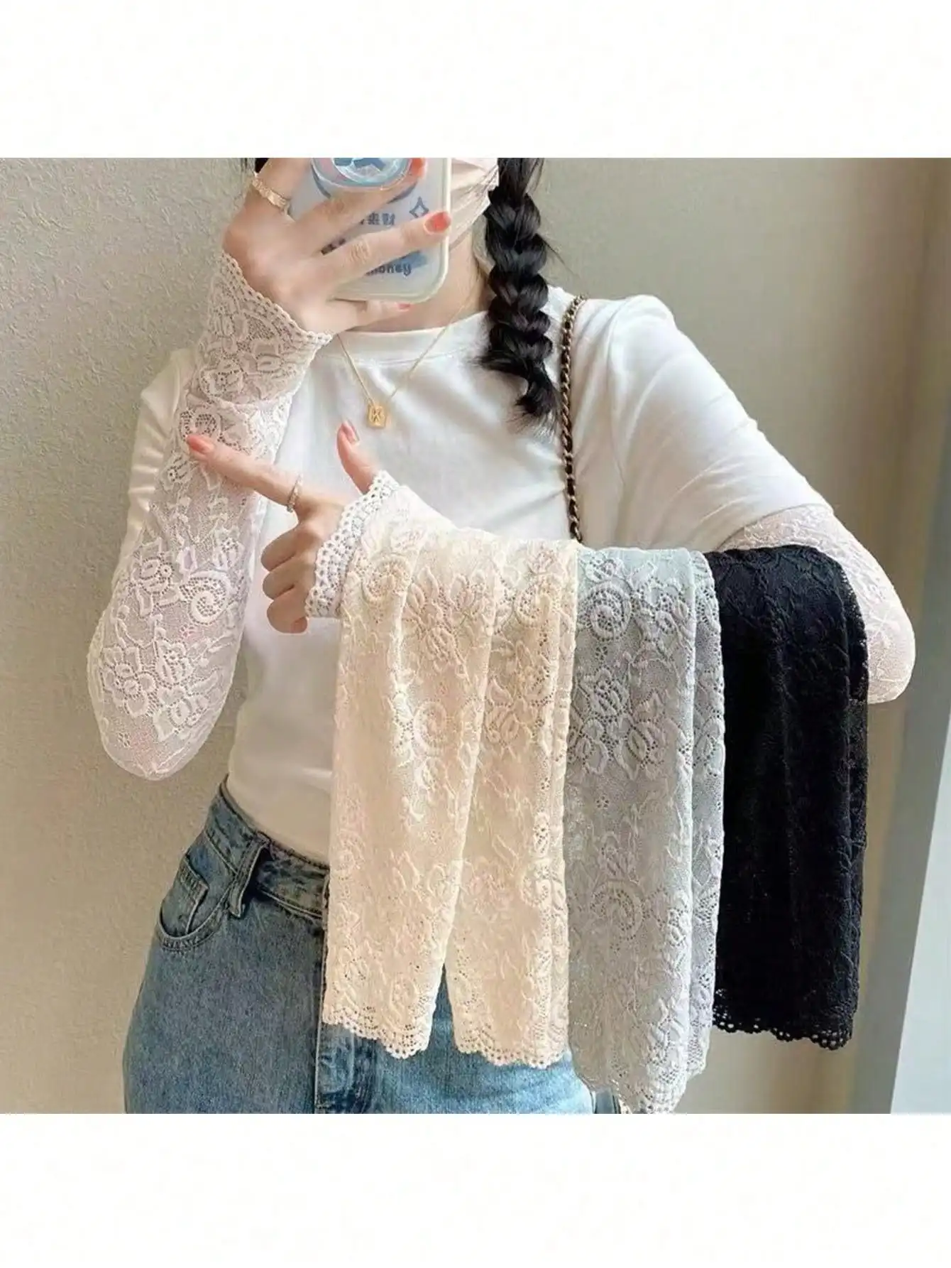 1 Pair/4 Pairs Women Elegant Lace Sleeve Cuffs, 4 Pairs Set - Breathable Fashion Summer Essential Accessory, Embroidered Jacket, Lace Fake Sleeves Cover Tattoos, Breathable Mesh Sun Protection Sleeve Covers, Suitable For Outdoor, Beach, Wedding, Party, Da