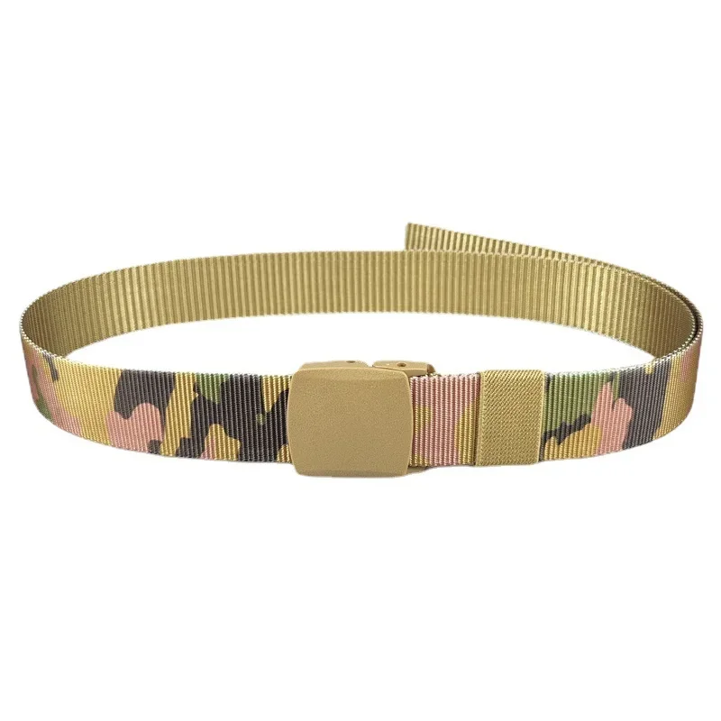 Unisex Military Camouflage Nylon Adjustable Belt Outdoor Travel Tactical WaistbandNo Metal Buckle Trousers Jeans Belts for Momen