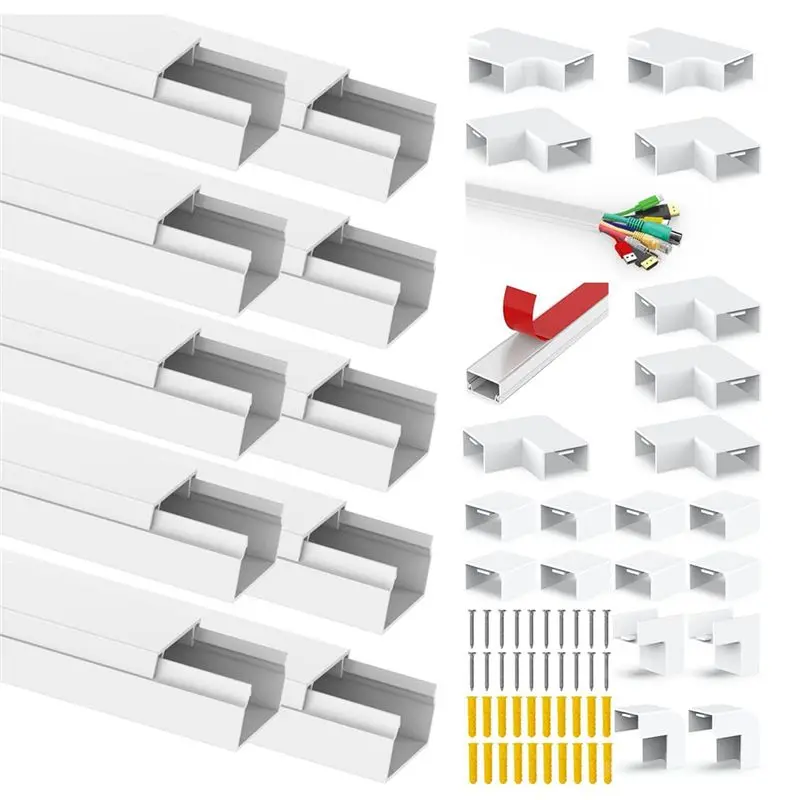 

Самоклеящийся кабельный канал A24F, кабельный канал для телевизионных кабелей, органайзер для телевизионных кабелей, 10 штук по 0,4 м, кабельный канал для проводов