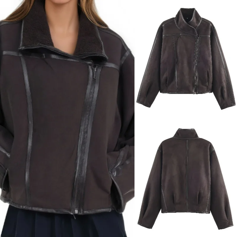 

Осень 202, модная сексуальная двусторонняя куртка, трендовая повседневная верхняя одежда для стильного осеннего гардероба