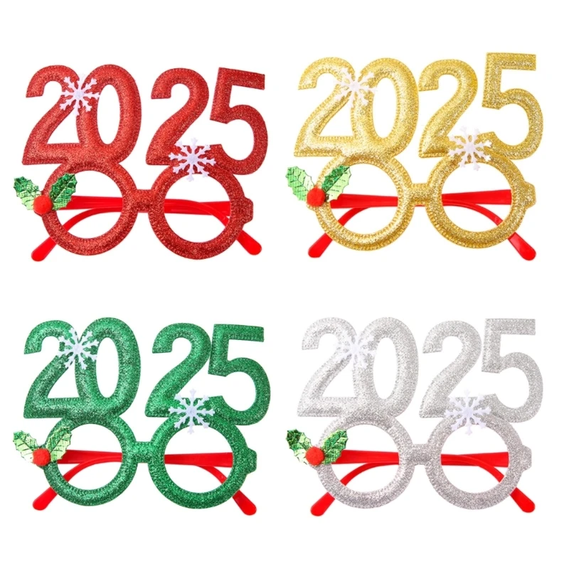 

2025 Christmas Glasses Frame 2025 New Year Party Eyeglasses Christmas Eyeglasses Glitter Glasses for Kid Adult Christmas