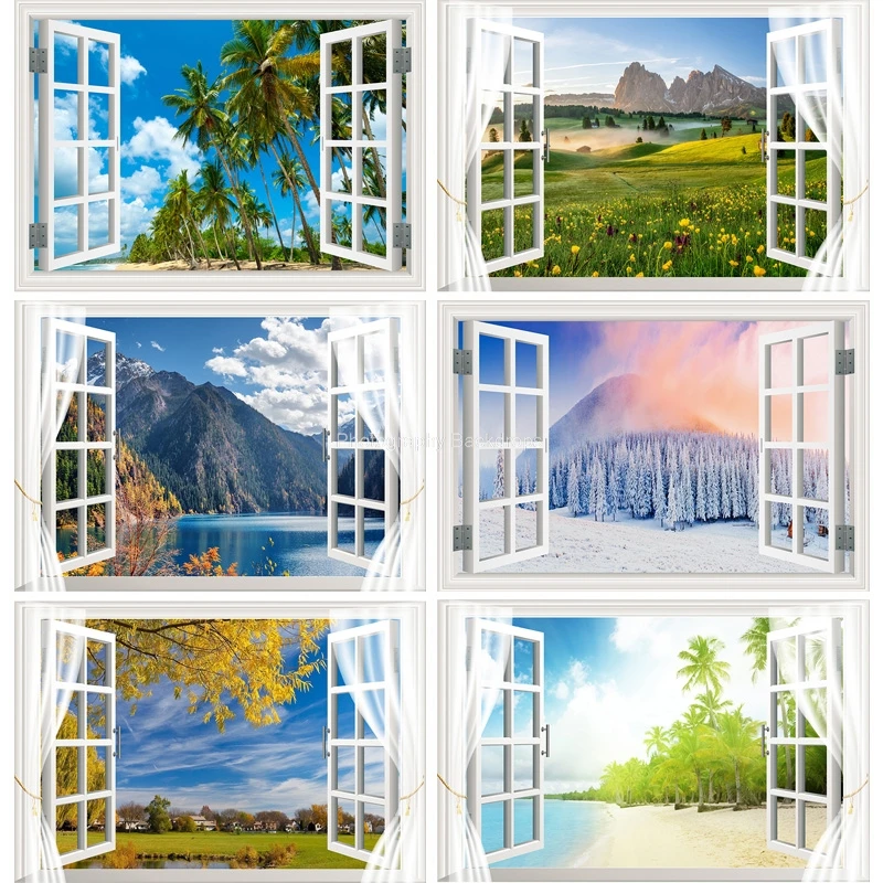 

ZHISUXI Outside The Window Natural Scenery Photography Background Indoor Decorations Photo Backdrops Studio Props CHFJ-08